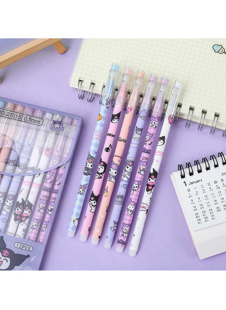 Generic - 12-Pieces Creative Cartoon Elf Kulomi Straight Neutral Pen Student Cute Signature Pen Office Gift Pen (Black Refill) - Image 1