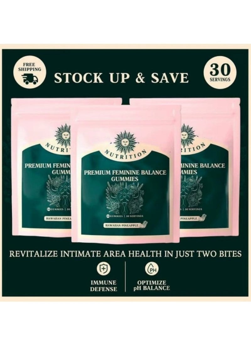 Nutrition Vital Source Nutrition Premium Feminine Balance Gummies for Women’s Health Wellness Immune Support Vegan Gluten Free Hawaiian Pineapple 60 Gummies  - Image 2