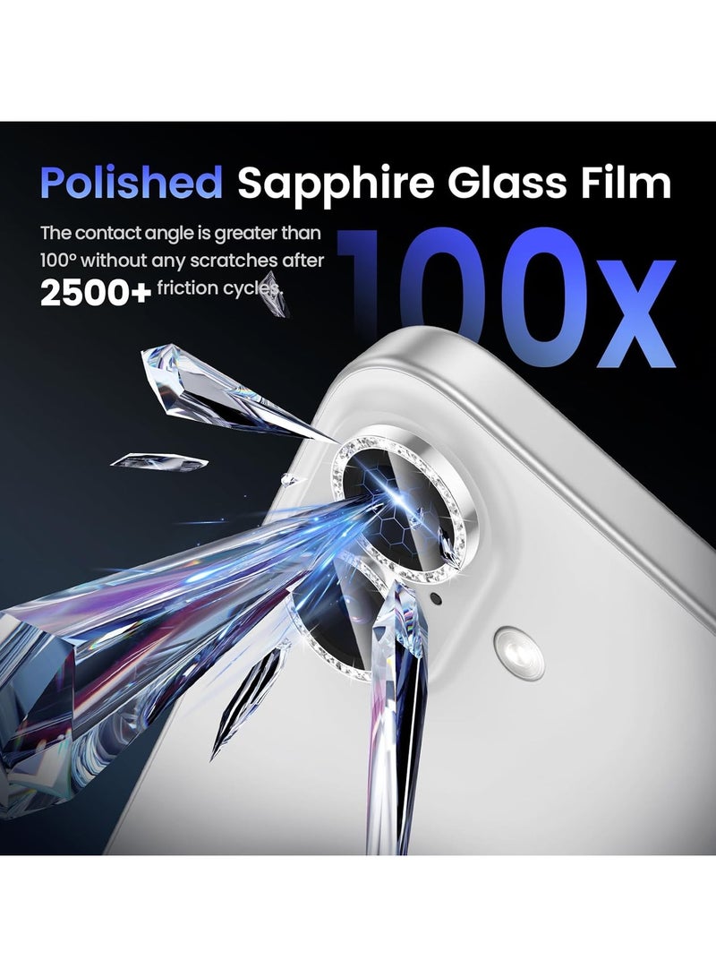 ACLIX Camera Lens Protector for iPhone 16 Plus/iPhone 16, Shatterproof, Ultra-thin Aluminum Alloy Ring, Camera Lens Protective Film, (Glitter White) - Image 5