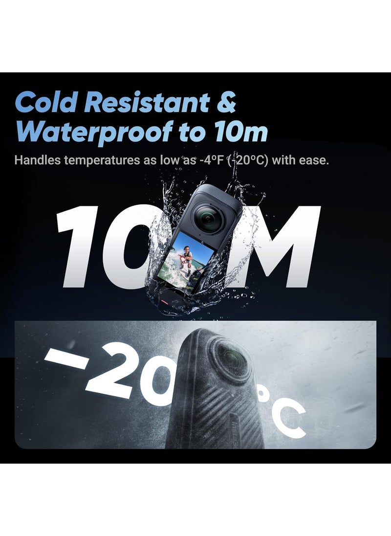 Insta360 Insta360 X4  Waterproof 360 8K Action Camera with 48MP Sensors 57K 360 Video 72MP 360 Photo AI Editing for Sports Travel Outdoors  64GB Card  Cleaning Kit  - Image 4