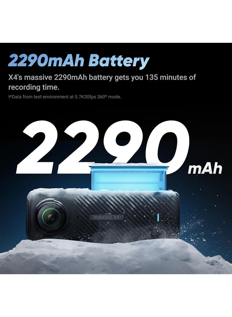 Insta360 Insta360 X4  Waterproof 360 8K Action Camera with 48MP Sensors 57K 360 Video 72MP 360 Photo AI Editing for Sports Travel Outdoors  64GB Card  Cleaning Kit  - Image 3