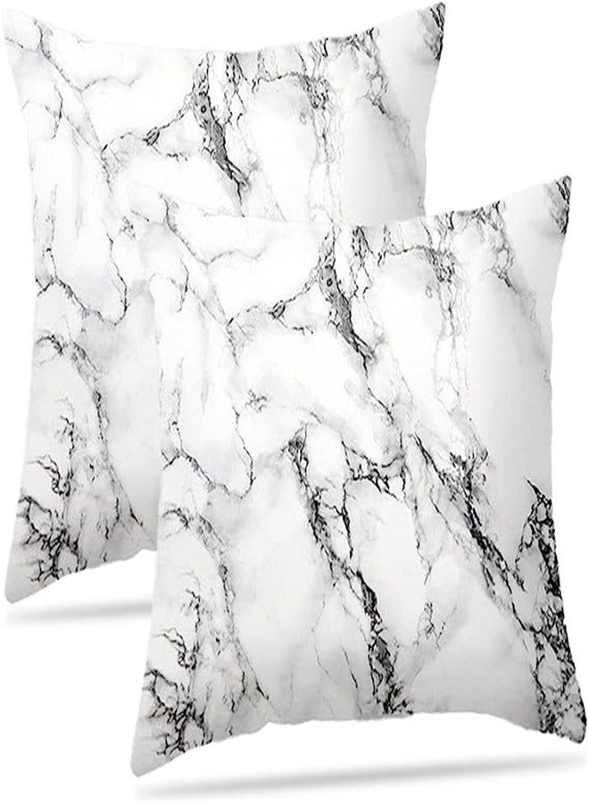 Goolsky Marble White Grey Decorative Pillow Cover 18x18 Inch 2 Piece Sofa Set Farmhouse Manual Pillowcase Soft Polyester Modern Abstract Cushion Cover for Sofa Chair Bedroom Living Room Cover - Image 1