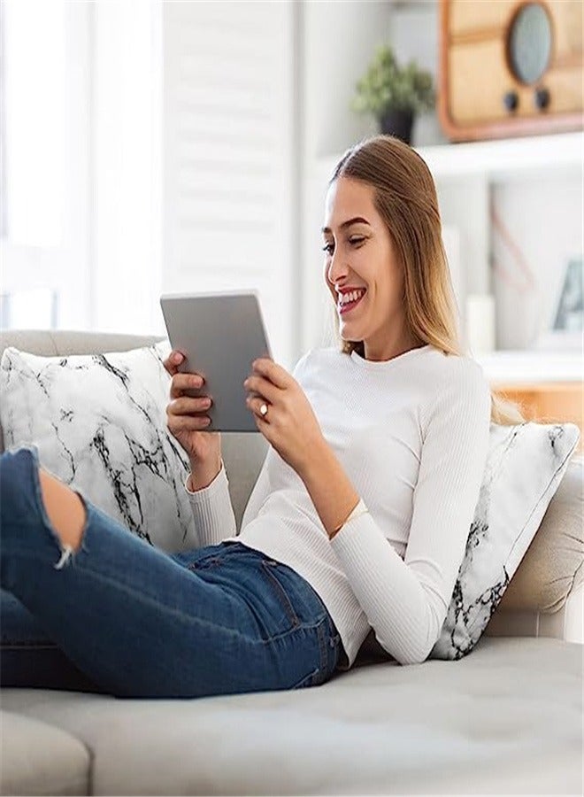 Goolsky Marble White Grey Decorative Pillow Cover 18x18 Inch 2 Piece Sofa Set Farmhouse Manual Pillowcase Soft Polyester Modern Abstract Cushion Cover for Sofa Chair Bedroom Living Room Cover - Image 4