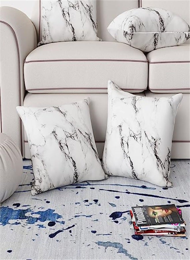 Goolsky Marble White Grey Decorative Pillow Cover 18x18 Inch 2 Piece Sofa Set Farmhouse Manual Pillowcase Soft Polyester Modern Abstract Cushion Cover for Sofa Chair Bedroom Living Room Cover - Image 2