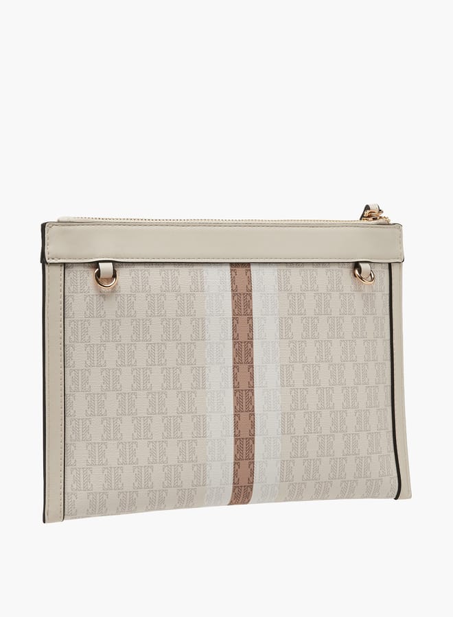 ELLE Women Monogram Textured Crossbody Bag with Adjustable Strap - Image 3