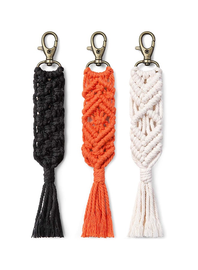 Antikiano Macrame Keychains Boho Macrame Bag Charms with Tassels Car Hanging 3 colors  - Image 1