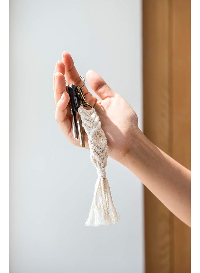 Antikiano Macrame Keychains Boho Macrame Bag Charms with Tassels Car Hanging 3 colors  - Image 2