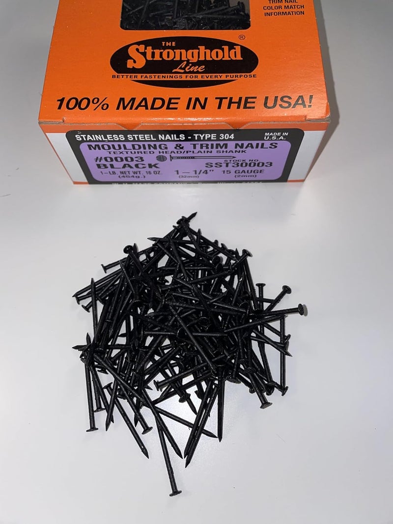 EAGLE 1 Smooth Shank 304 Painted Stainless Steel Aluminum Fascia Cover and Siding Nails -1lb Boxes, 1.25 inch, about 600 nails per box (5LB BLACK) - Image 2