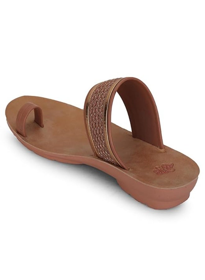 Liberty A-HA LPU-14 Casual Toe Ring Sandal For Women - Peach, PU Slip-on Sandal - Stylish Footwear for Travel, Office & Home - Soft Padded Sole - Lightweight and Durable - Outdoor Chappal for Women - Image 4