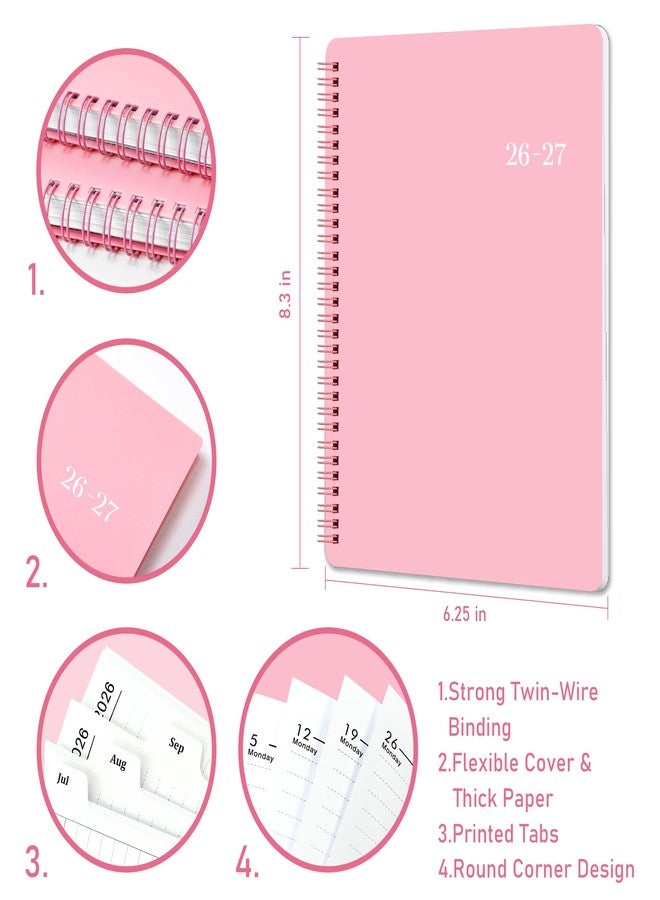 Vondafe Planner 2026-2027- 2026-2027 planner weekly and monthly, Jul. 2026 - Jun. 2027, 6.25" x 8.3", Flexible Cover, A5 Thick Paper, Twin-Wire Binding - Pink - Image 3