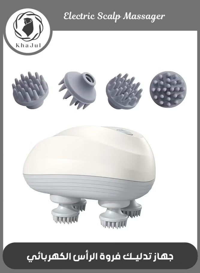 KHAJUL Electric Scalp Massager Multifunctional Waterproof Head Massager With 96 Kneading Nodes Rechargeable Head Scratcher For Hair Growth Stress Relax Relaxing Gifts For Women Men Her(Rose Gold) - Image 1