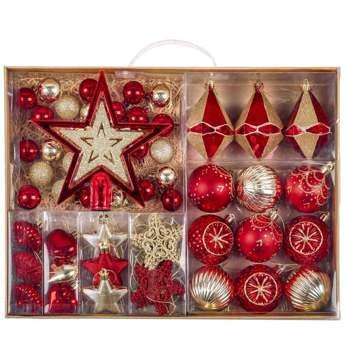 ORNAMENTS FOR CHRISTMAS TREES 70CT RED AND GOLD SHATTERPROOF CHRISTMAS TREE DECORATIONS LUXURY HANGING BALL ORNAMENTS BULK FOR XMAS HOLIDAY DECOR