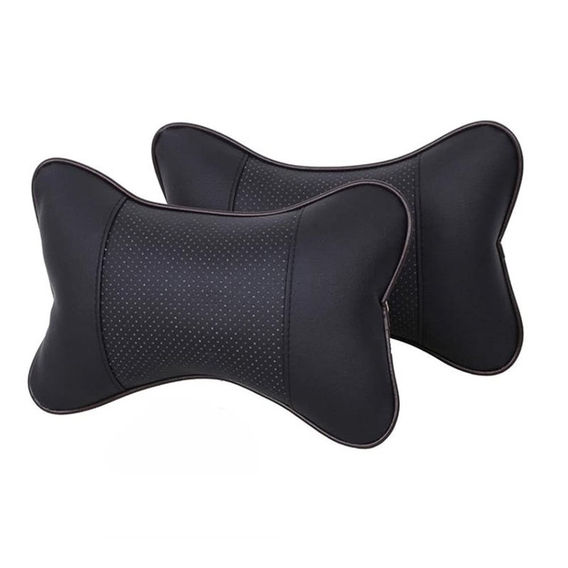 sulfar Pack of 2 car neck pillow breathable auto head neck rest cushion relax neck support headrest comfortable soft pillows for travel car seat & home [black] - Image 1