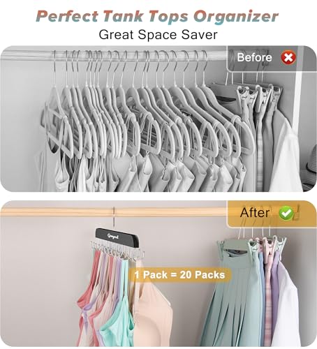Gomyrod Bra Hanger for Closet, 2 Pack Tank Top Hangers w/20 Hooks Holds 40 Bras, Capacity Foldable Wood Space Saving Hanger, 360°Rotating Closet Organizers and Storage for Dorm & Apartment（Brown） - Image 3
