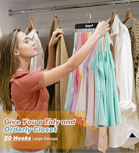 Gomyrod Bra Hanger for Closet, 2 Pack Tank Top Hangers w/20 Hooks Holds 40 Bras, Capacity Foldable Wood Space Saving Hanger, 360°Rotating Closet Organizers and Storage for Dorm & Apartment（Brown） - Image 5