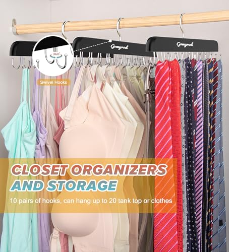Gomyrod Bra Hanger for Closet, 2 Pack Tank Top Hangers w/20 Hooks Holds 40 Bras, Capacity Foldable Wood Space Saving Hanger, 360°Rotating Closet Organizers and Storage for Dorm & Apartment（Brown） - Image 4