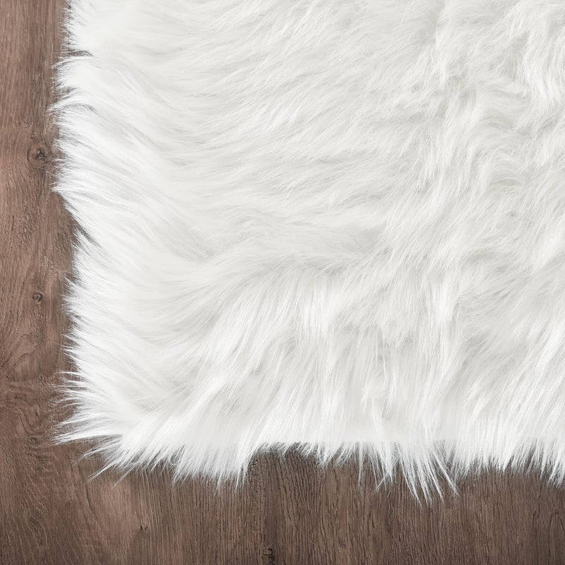 Latepis White Sheepskin Rug 2x3 Faux Fur Sheepskin Rug for Living Room Fluffy Washable Rugs for Bedroom Luxury Room Decor Furry Rugs Rectangle - Image 5