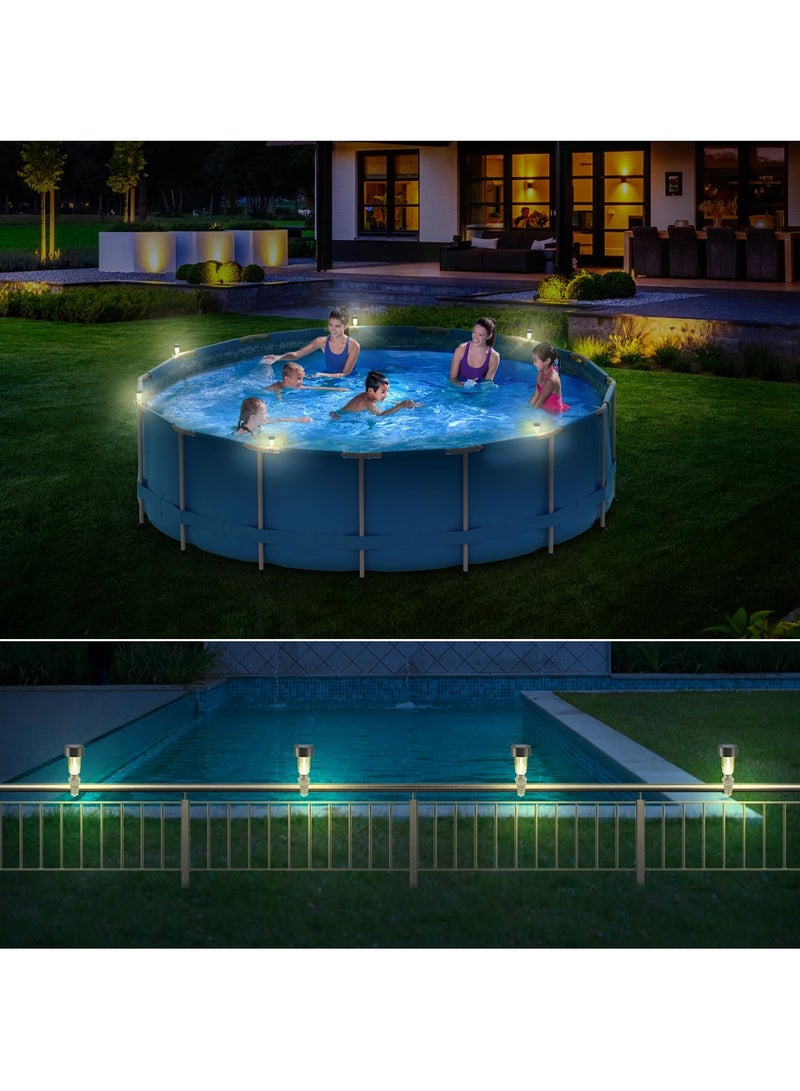 6 عبوات من إطار إضاءة حمام السباحة بالطاقة الشمسية على الأرض لإكسسوارات ديكور سياج حمام السباحة الخارجي والحدائق والمساحات الخارجية - Image 2