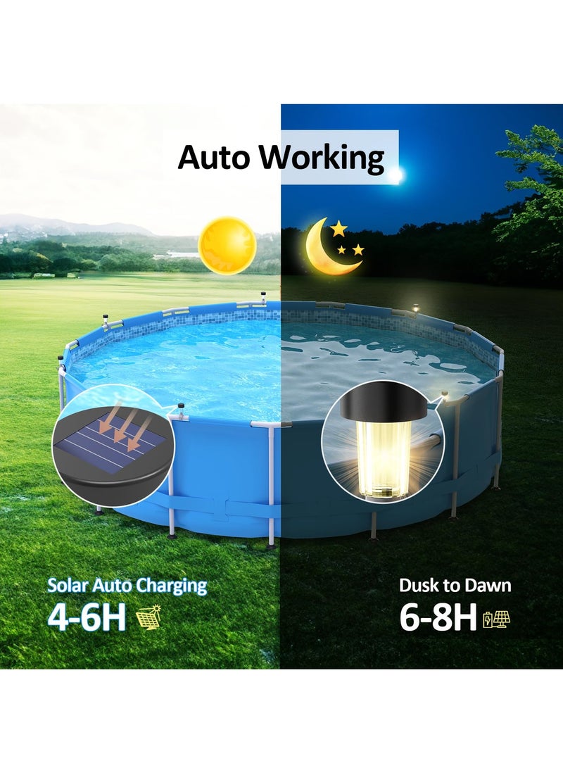 6 عبوات من إطار إضاءة حمام السباحة بالطاقة الشمسية على الأرض لإكسسوارات ديكور سياج حمام السباحة الخارجي والحدائق والمساحات الخارجية - Image 3