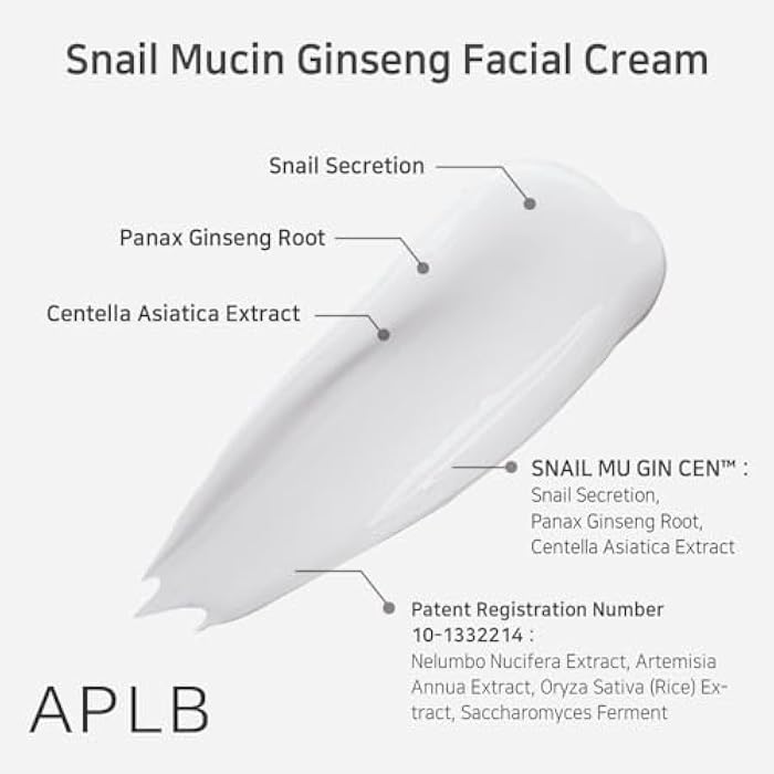 APLB Snail Mucin Ginseng Facial Cream | SNAIL MU GIN CEN™ 32.7% 1.86 FL.OZ/Korean Skincare, Wrinkle care, Pore care, Improve elasticity for firm skin - Image 4