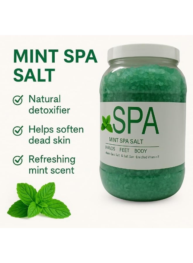 بي زد ملح سبا بالنعناع 5 كجم – نقع عطري مهدئ مع فيتامين E – تركيبة عشبية مقشرة - Image 2