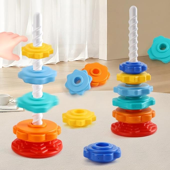 PREMIUM RAINBOW SPINNING AND STACKING TOY FOR TODDLERS 1-3 YEARS, STRONG ABS PLASTIC EDUCATIONAL BABY TOYS, FINE MOTOR SKILLS DEVELOPMENT, FUN MONTESSORI BRAIN DEVELOPMENT TOY FOR KIDS - Image 4