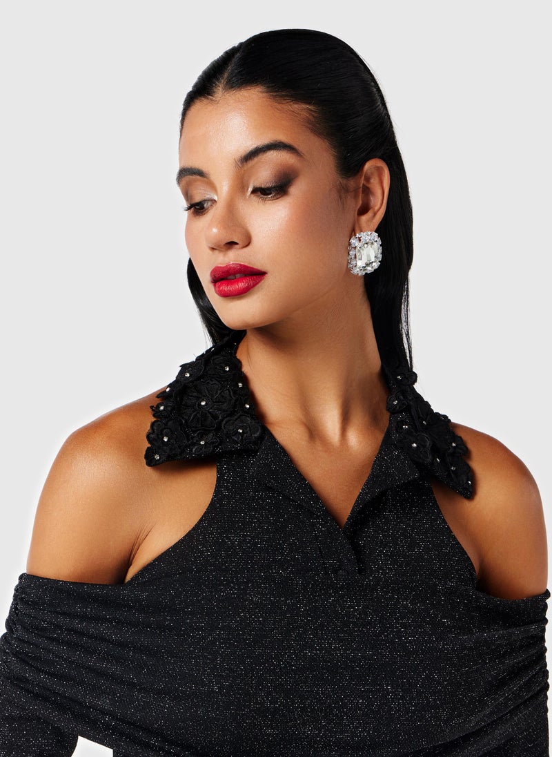 Threadz by Ajooni Cold Shoulder Midi Dress  - Image 3