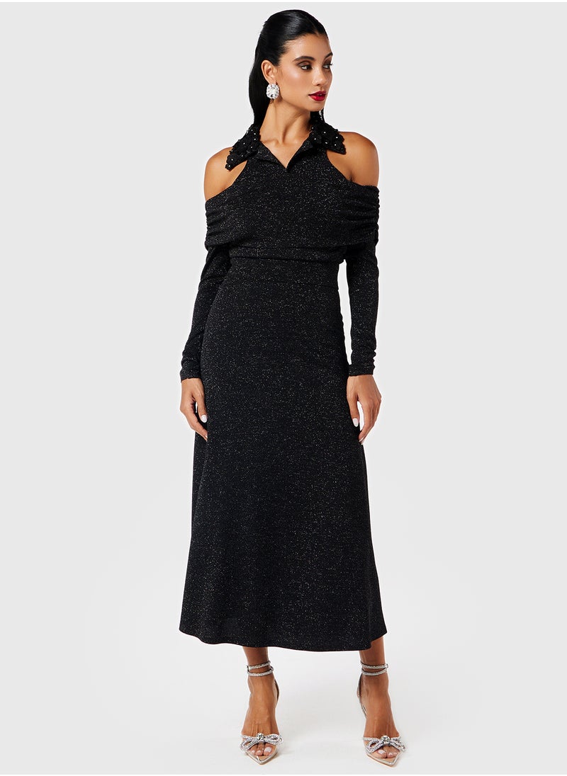 Threadz by Ajooni Cold Shoulder Midi Dress  - Image 1
