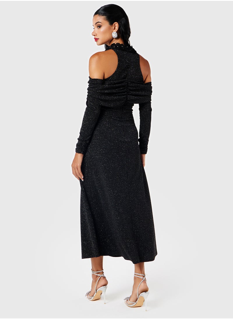 Threadz by Ajooni Cold Shoulder Midi Dress  - Image 2