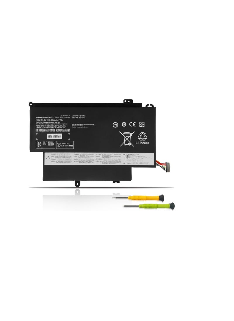 Terabyte REPLACEMENT 14.8V 47Wh/3180mAh/8-Cell 45N1704 45N1705 45N1706 Laptop Battery Compatible for Lenovo ThinkPad S1 Yoga/ThinkPad Yoga 12 S1-S240 S1-120 Series Type 20DL  - Image 1