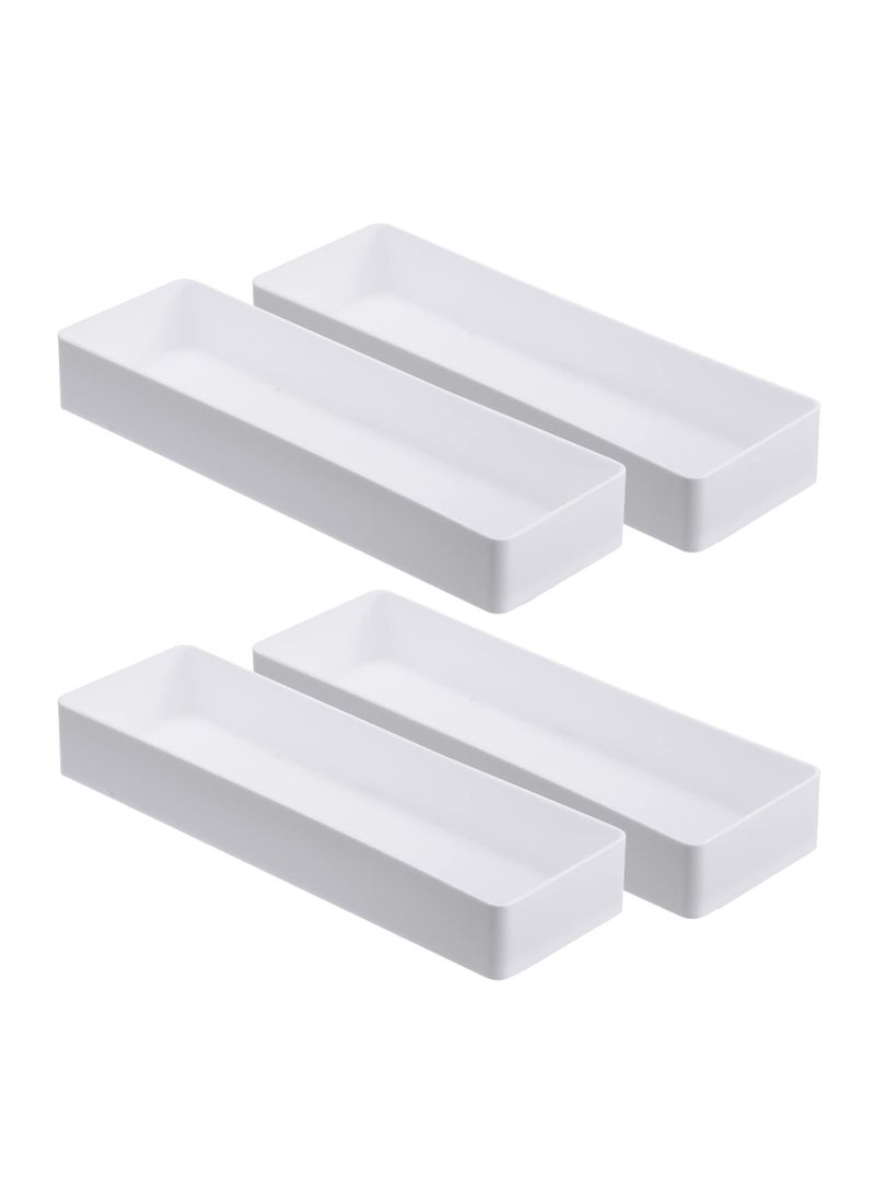 Excefore 2 Pack Plastic Drawer Organizer, 9.5 x 3 x 1.4 In Tabletop Organizer Tray Stationery Holder White Half Accessory Tray Stackable Storage Container For Vanity Office Home Utensils Gadgets Shelf Kitchen  - Image 1