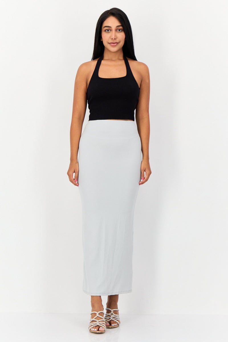 Don't Call Me Jennyfer Women Solid Maxi Skirt, Light Grey  - Image 4