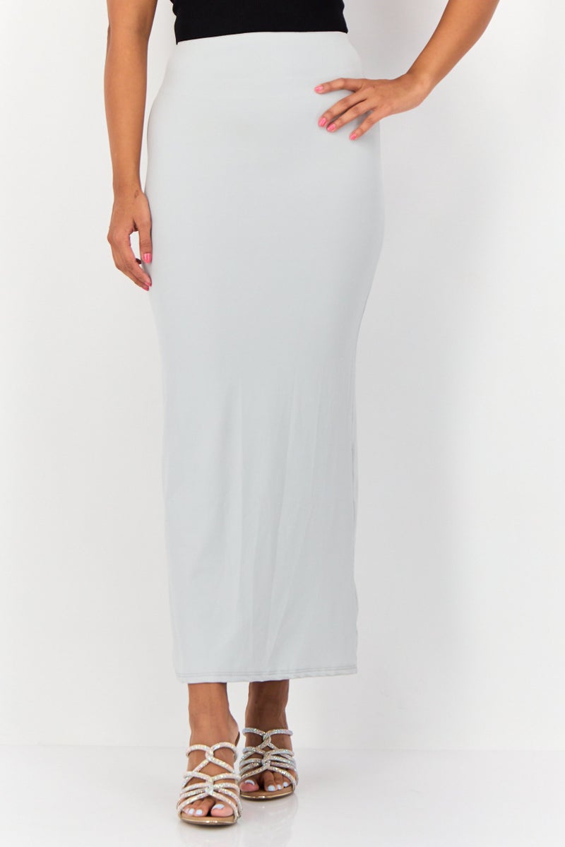 Don't Call Me Jennyfer Women Solid Maxi Skirt, Light Grey  - Image 1