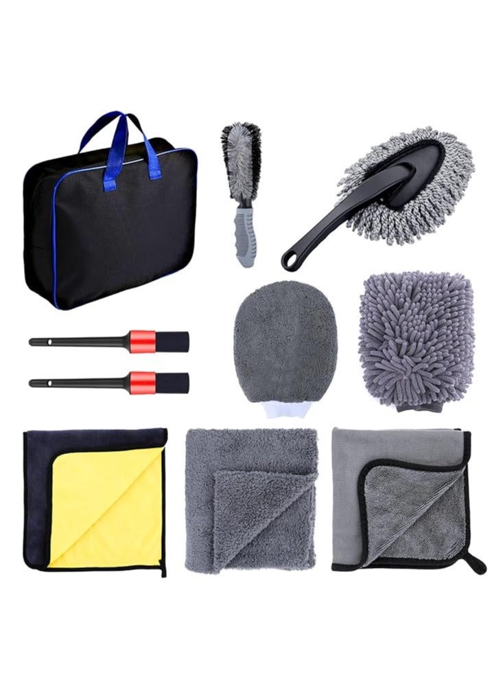 general Car Cleaning Kit, 10 Pieces Car Care, Cleaning Brush Car, Cleaning Gloves and Microfiber Cloth for Cleaning Car Interior and Exterior, Tires and Windows - Image 1