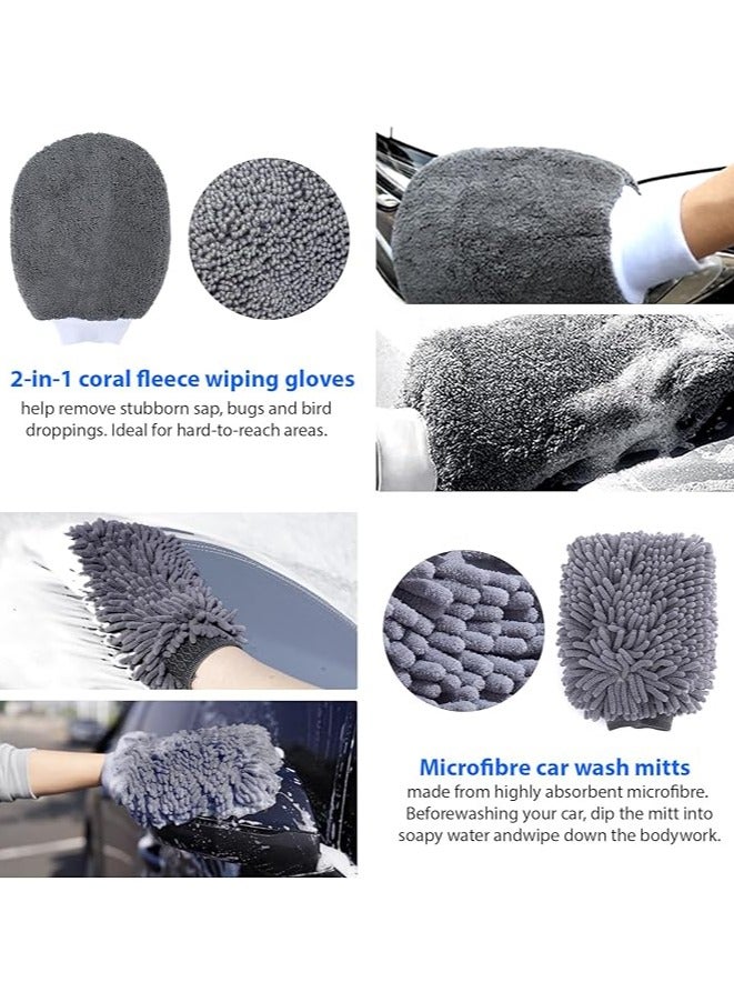 general Car Cleaning Kit, 10 Pieces Car Care, Cleaning Brush Car, Cleaning Gloves and Microfiber Cloth for Cleaning Car Interior and Exterior, Tires and Windows - Image 5