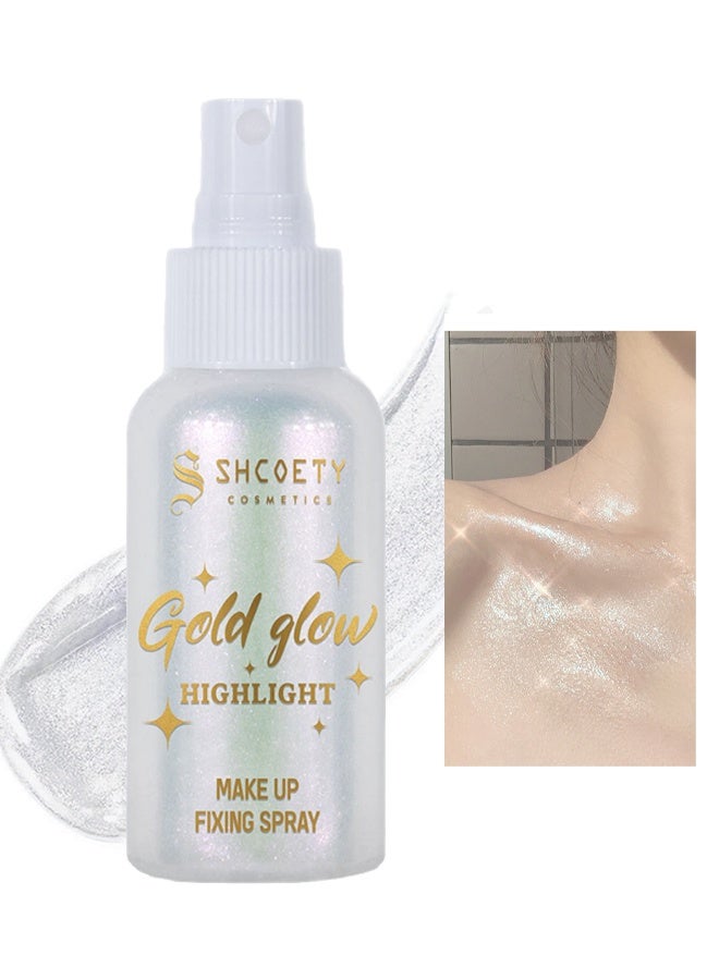 SHCOETY Gold Glow Highlight,Body Glitter Spray, Perfect Body Liquid Luminizer Illuminator for Hair and Body Glitter Spray # 01 - Image 1