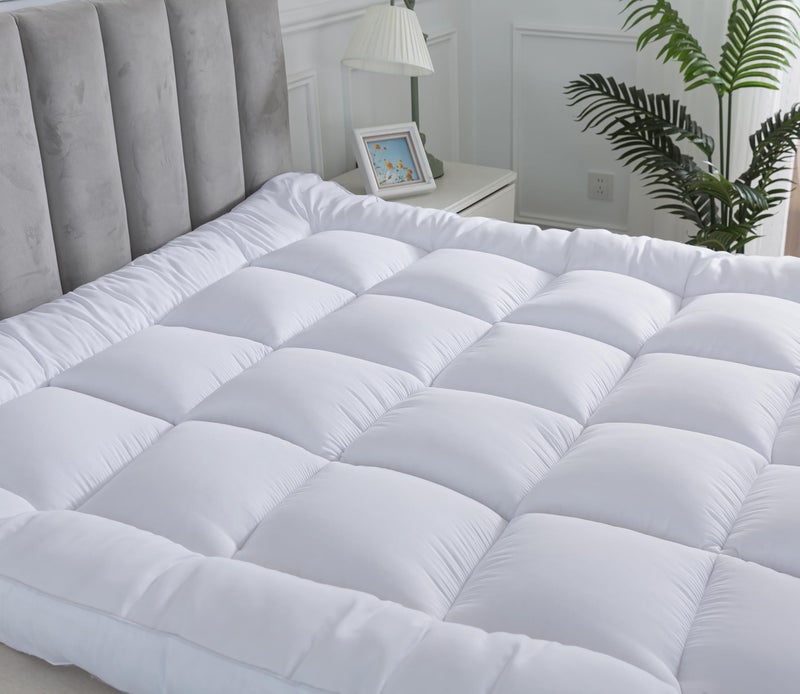 Hotel Quality Box Stitched Microfibre Mattress Topper 5cm Super soft Heavy Fill Orthopaedic Anti Allergy Quilted Mattress Topper King 150cm X 200cmx5cm
