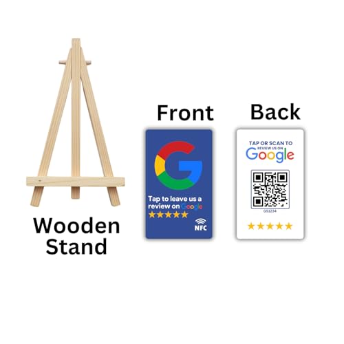tinydabba Review NFC Card Blue With Stand| Along with QR Code | Boost Business Reviews with Tap or Scan | Pre-Configured PVC Card | Works with any NFC-Enabled Smartphone | With Dashboard - Image 2
