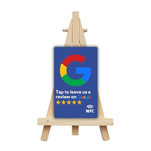 tinydabba Review NFC Card Blue With Stand| Along with QR Code | Boost Business Reviews with Tap or Scan | Pre-Configured PVC Card | Works with any NFC-Enabled Smartphone | With Dashboard - Image 1