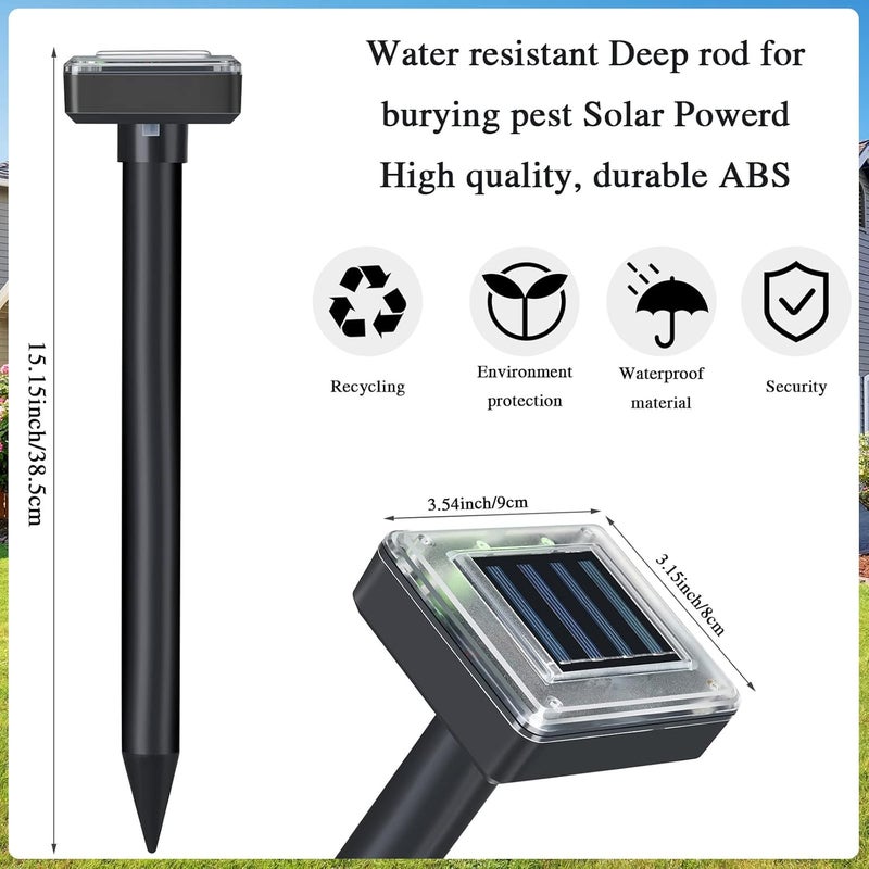 كيت ام اي بي Solar Mole Repellent Ultrasonic Mole Repellent Solar Powered Outdoor Powered Sound Wave Deterrent for Lawn Garden for Snakes Moles Gophers Groundhogs Voles and Other Burrowing Mice (12, Large) - Image 2