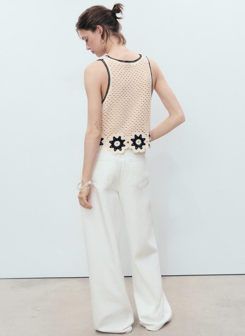 MANGO Crochet Top With Floral Finishes  - Image 2