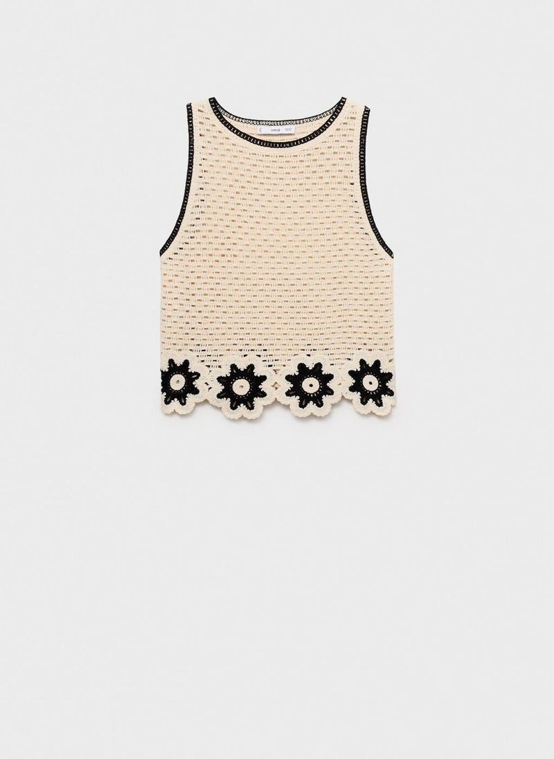 MANGO Crochet Top With Floral Finishes  - Image 5