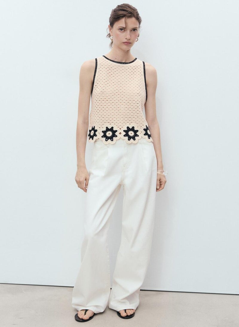 MANGO Crochet Top With Floral Finishes  - Image 4