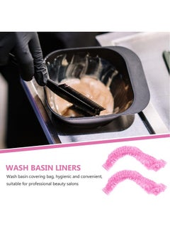 Baluue 300Pcs Washbasin Bag Salon Bowl Liner Soaking Products Care Wash Basin Liners Spa Supplies For Salon Basin Wrapping Bag Pe Elastic Mouth Bath Mat Pink, Basin Diameter Within 9.84Inch /25Cm  - Image 3