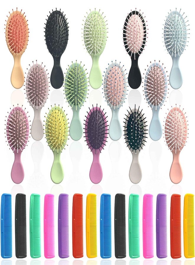 Goiio 112 Pieces Mini Hair Brush, Detangling Hair Combs Set, Include 56 Travel Mini Brush for Hair 56 Fine Wide Hair Combs Wet Dry Hair for Girls Women Boys Men - Image 1