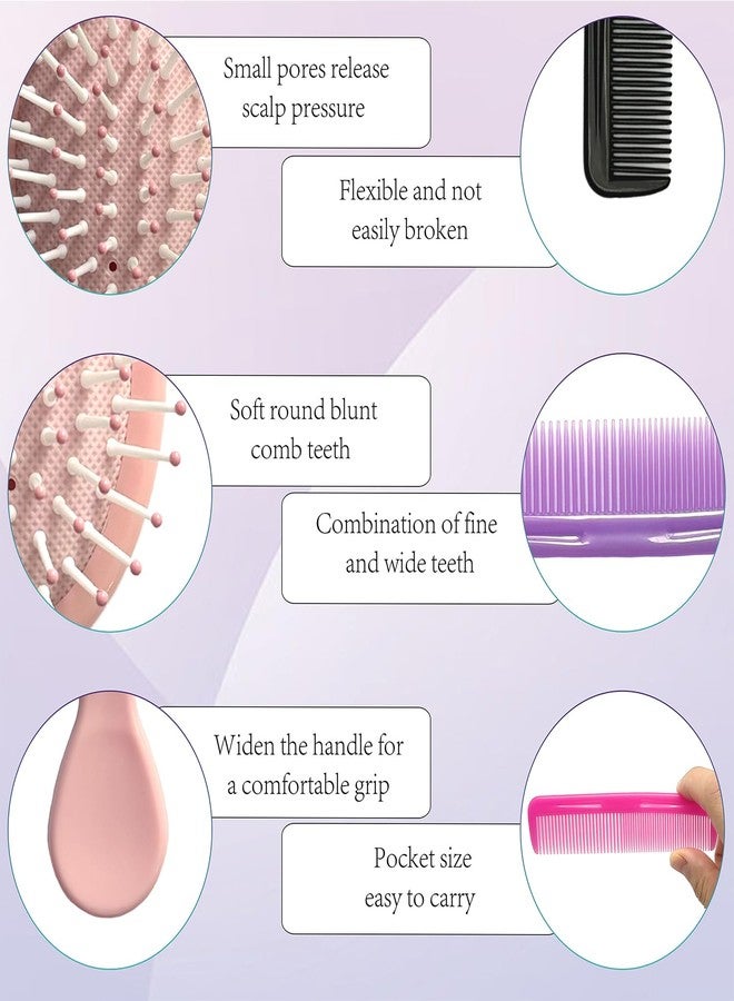Goiio 112 Pieces Mini Hair Brush, Detangling Hair Combs Set, Include 56 Travel Mini Brush for Hair 56 Fine Wide Hair Combs Wet Dry Hair for Girls Women Boys Men - Image 3