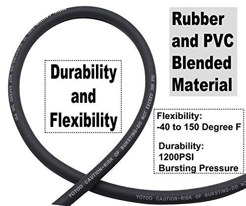 YOTOO Hybrid Air Hose 3/8-Inch by 25-Feet 300 PSI Heavy Duty, Lightweight, Kink Resistant, All-Weather Flexibility with 1/4-Inch Industrial Quick Coupler Fittings, Bend Restrictors, Gray - Image 2