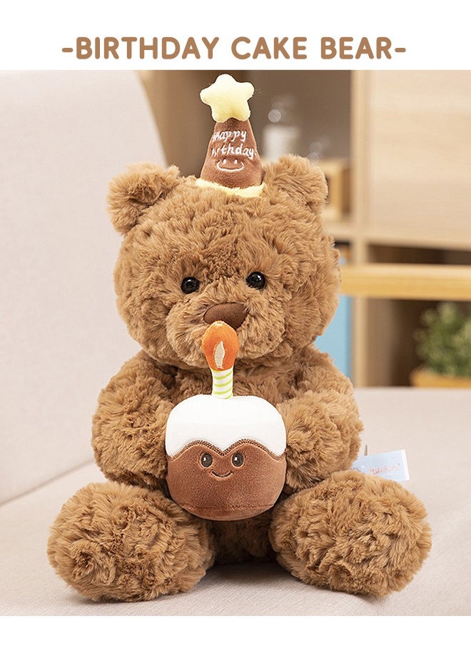 Beyond Stuffed Teddy Bear 30cm, Birthday Cake Bear, Shaggy Stuffed Brown Bear, Birthday Gift for All Age (Brown)  - Image 1