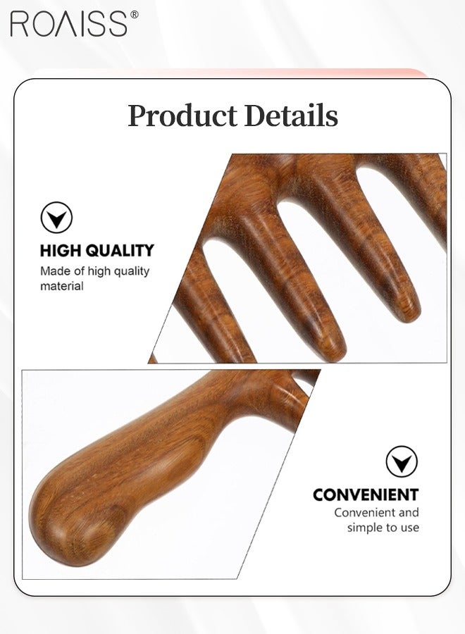 roaiss 2Pcs Golden Silk Green Sandalwood Wide Tooth Dolphin-Shaped Hair Comb Head Massager and Big Detangling Massage Comb Set Head Scalp Massage for Men and Women - Image 3