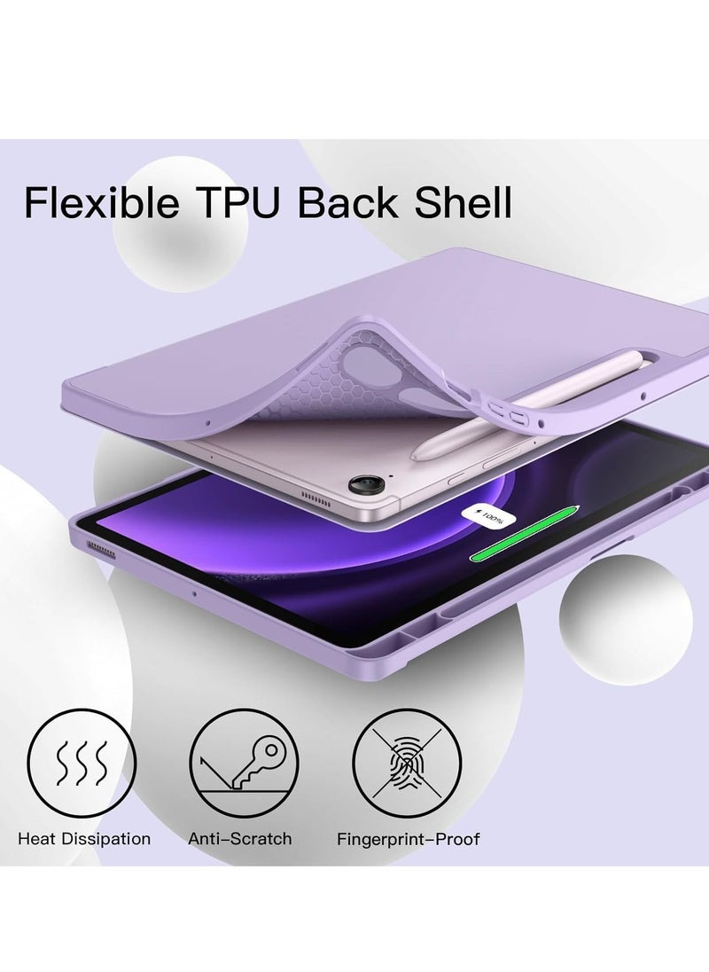 ELTRAZONE Case for Tab S9 FE 10.9-Inch with S Pen Holder - Soft TPU Tri-Fold Stand Protective Tablet Cover, Supports S Pen Charging, Auto Wake/Sleep - Purple - Image 3